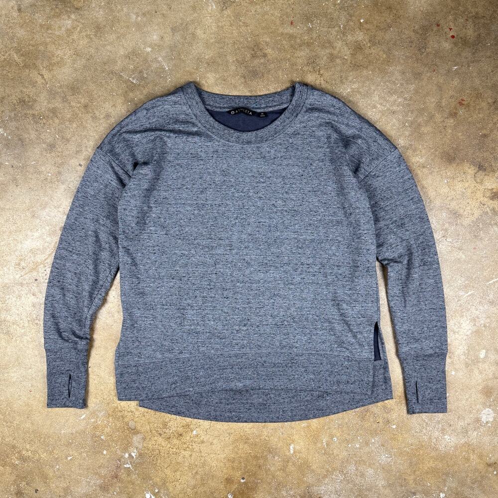 Athleta Coaster Luxe Sweatshirt‎ Women’s M Gray Long Sleeve Split Hem Thumbholes